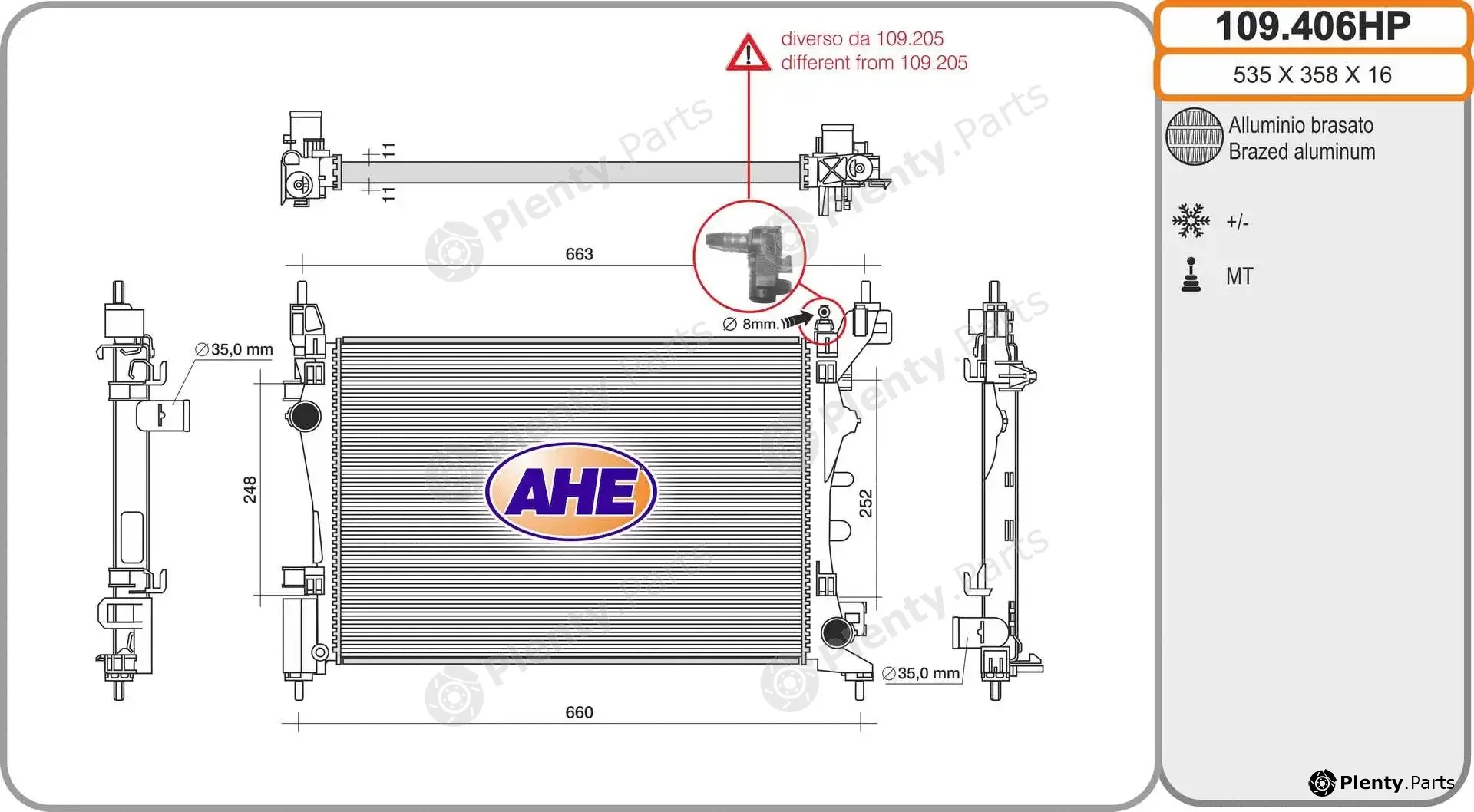 AHE 109.406HP — Radiator, engine cooling