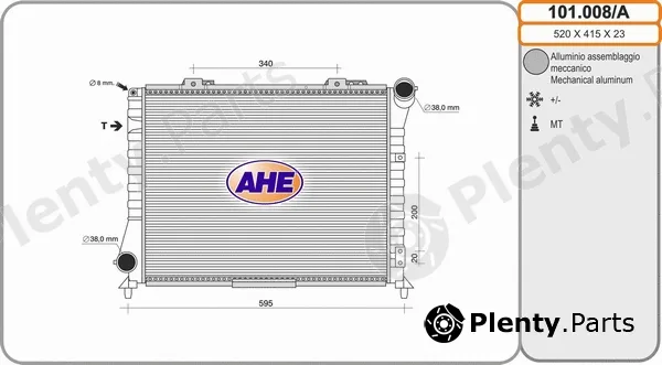AHE 101.008/A — Radiator, engine cooling