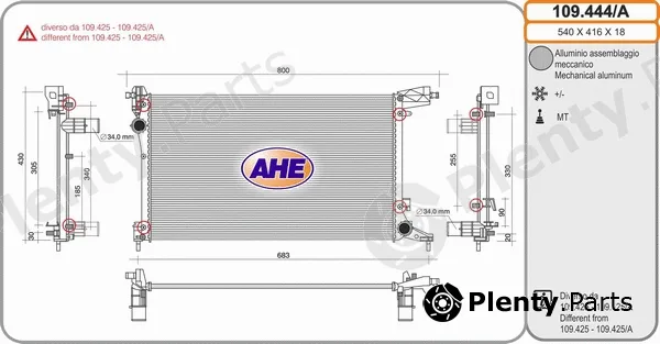 AHE 109.444/A — Radiator, engine cooling