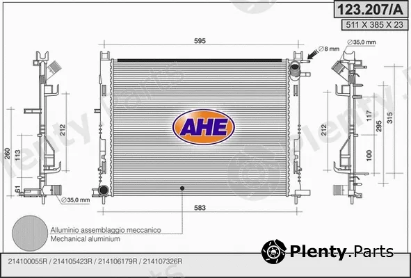 AHE 123.207/A — Radiator, engine cooling