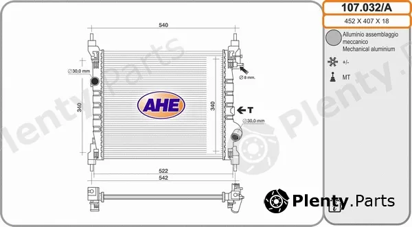 AHE 107.032/A — Radiator, engine cooling