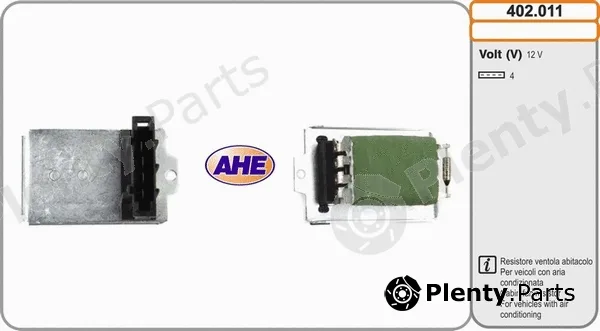 AHE 402.011 — Series resistor, electric motor (radiator fan)