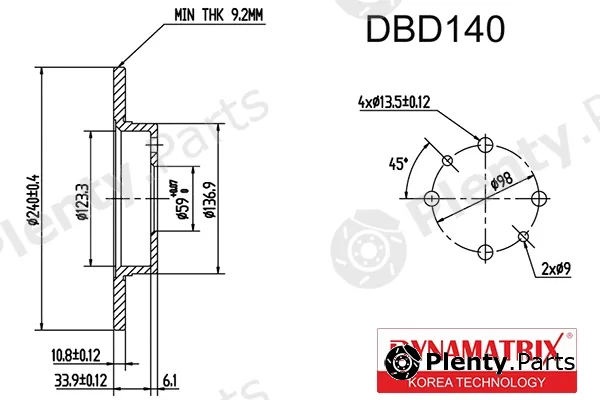 Dynamatrix DBD140 — Brake Disc