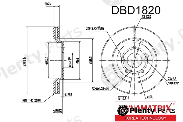 Dynamatrix DBD1820 — Brake Disc