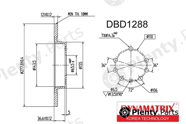 Dynamatrix DBD1288 — Brake Disc