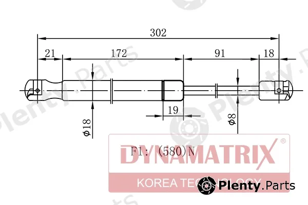 Dynamatrix DGS006957 — Gas Spring, boot/cargo area