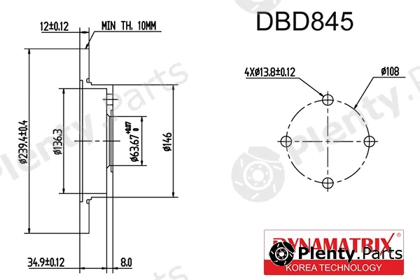 Dynamatrix DBD845 — Brake Disc
