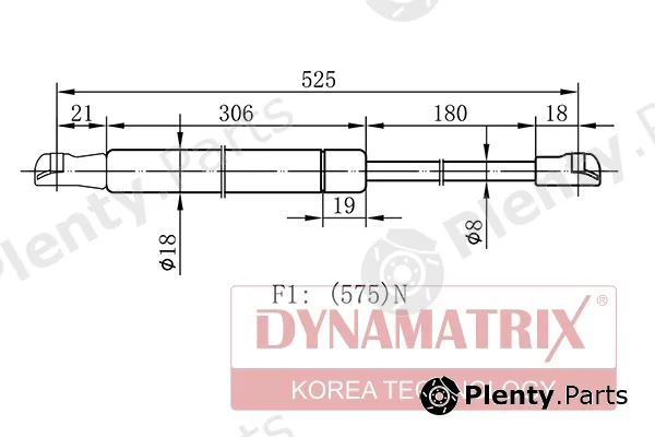 Dynamatrix DGS018051 — Gas Spring, boot/cargo area