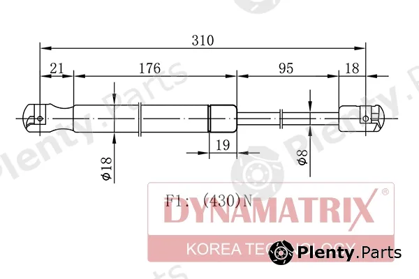 Dynamatrix DGS7856RD — Gas Spring, boot/cargo area