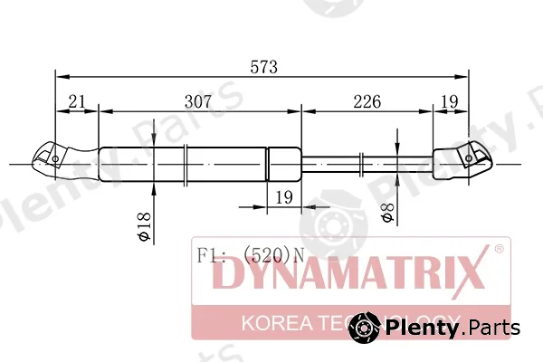Dynamatrix DGS2569LN — Gas Spring, boot/cargo area