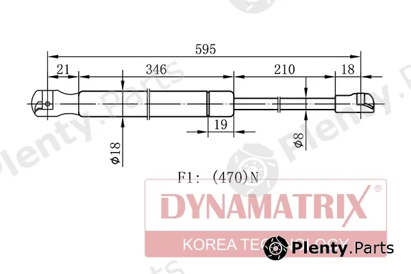Dynamatrix DGS128344 — Gas Spring, boot/cargo area