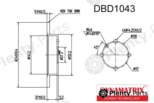 Dynamatrix DBD1043 — Brake Disc