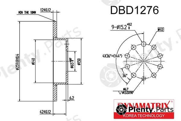 Dynamatrix DBD1276 — Brake Disc