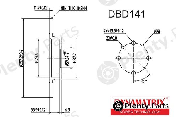 Dynamatrix DBD141 — Brake Disc