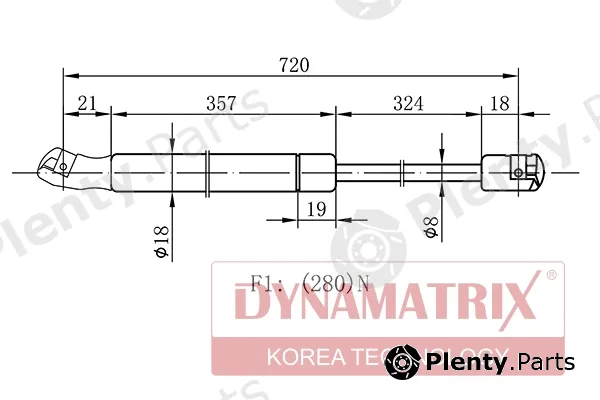 Dynamatrix DGS8945NP — Gas Spring, bonnet