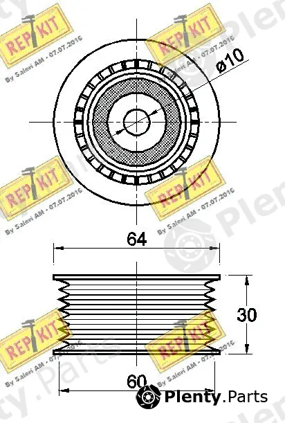 Repkit RKT3479 — Deflection/Guide Pulley, V-ribbed belt