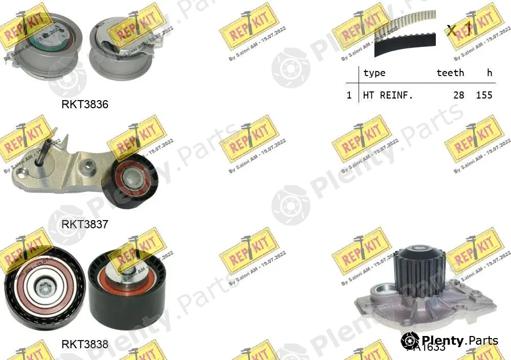 Repkit RKTK1292PA — Water Pump & Timing Belt Kit