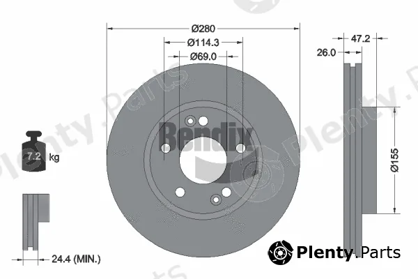 BENDIX Braking BDS1206HC — Brake Disc