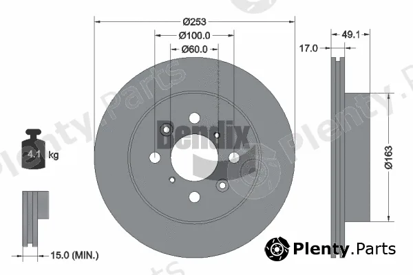 BENDIX Braking BDS1252 — Brake Disc