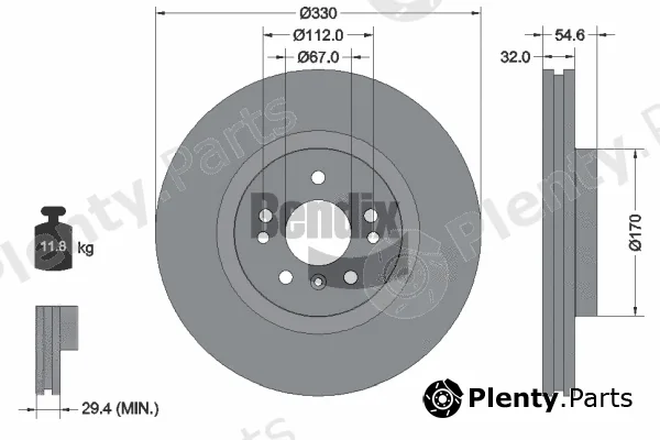BENDIX Braking BDS1254HC — Brake Disc