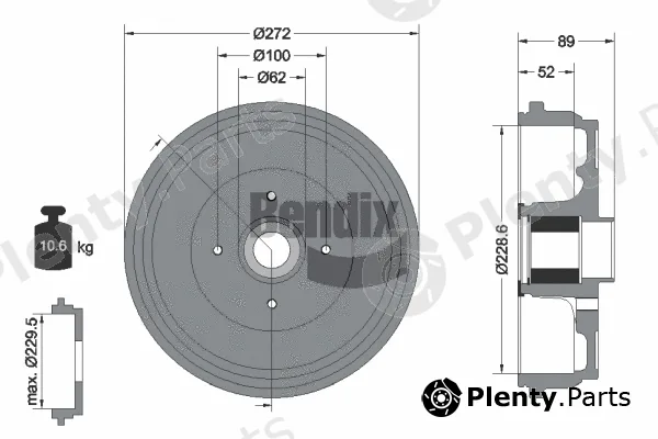 BENDIX Braking BDM1115 — Brake Drum
