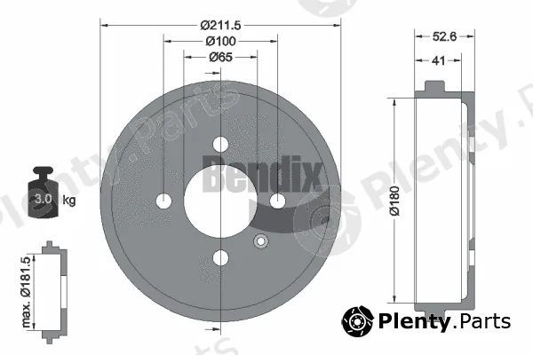 BENDIX Braking BDM1052 — Brake Drum