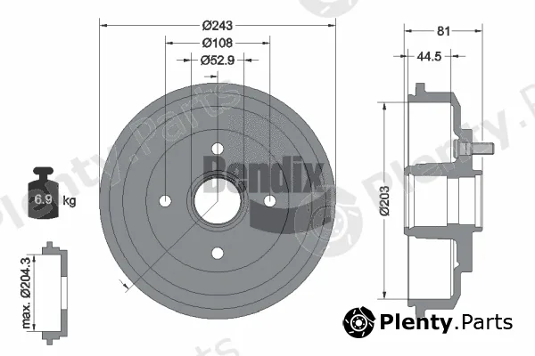 BENDIX Braking BDM1070 — Brake Drum