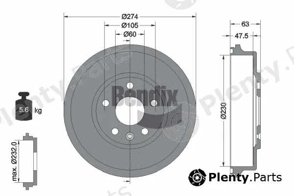 BENDIX Braking BDM1118 — Brake Drum