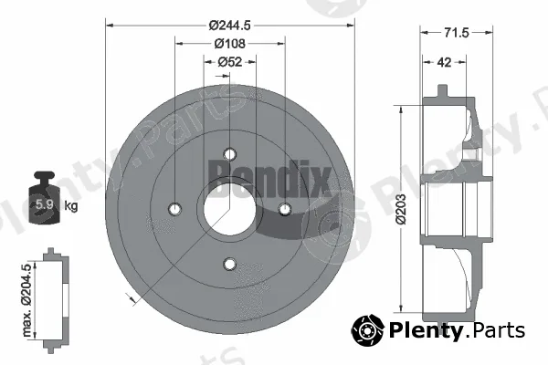 BENDIX Braking BDM1069 — Brake Drum