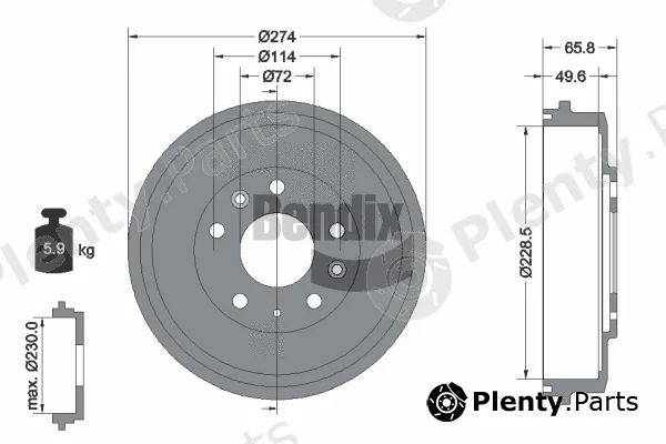 BENDIX Braking BDM1172 — Brake Drum