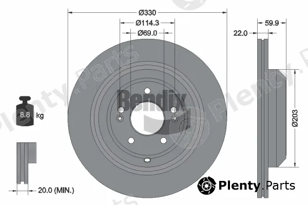 BENDIX Braking BDS2131HC — Brake Disc