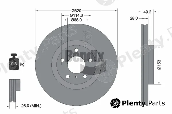 BENDIX Braking BDS1822HC — Brake Disc