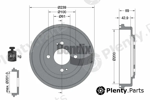 BENDIX Braking BDM1031 — Brake Drum