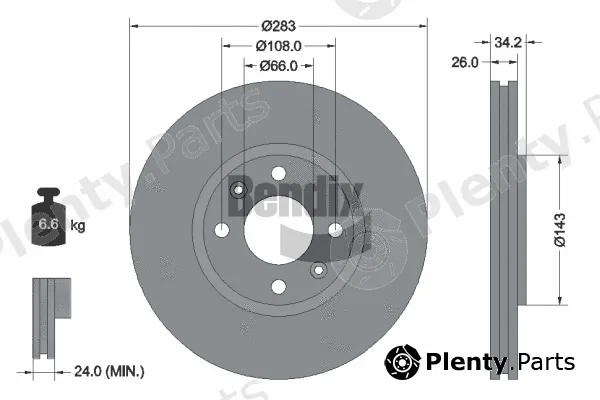 BENDIX Braking BDS1001 — Brake Disc