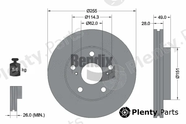 BENDIX Braking BDS2136 — Brake Disc