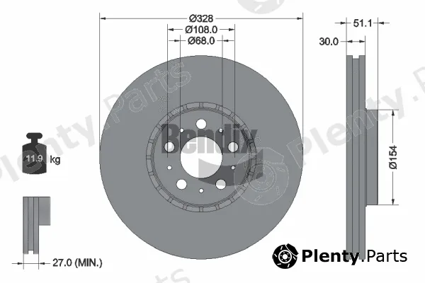 BENDIX Braking BDS1490HC — Brake Disc