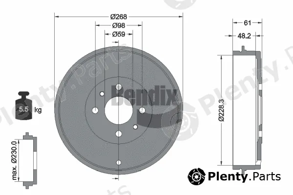 BENDIX Braking BDM1024 — Brake Drum