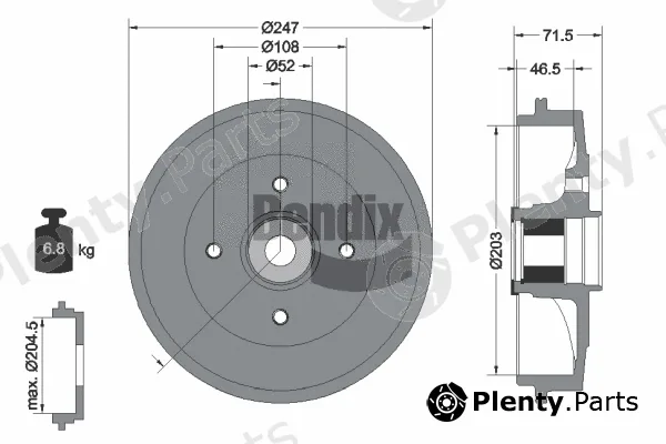 BENDIX Braking BDM1130 — Brake Drum