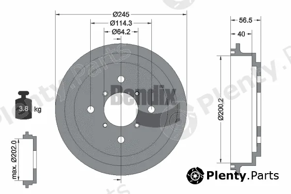 BENDIX Braking BDM1088 — Brake Drum