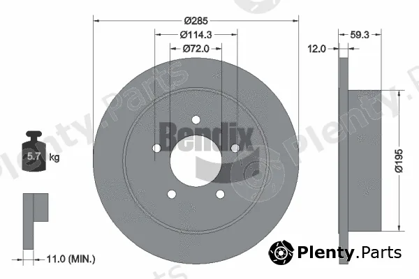 BENDIX Braking BDS1925 — Brake Disc