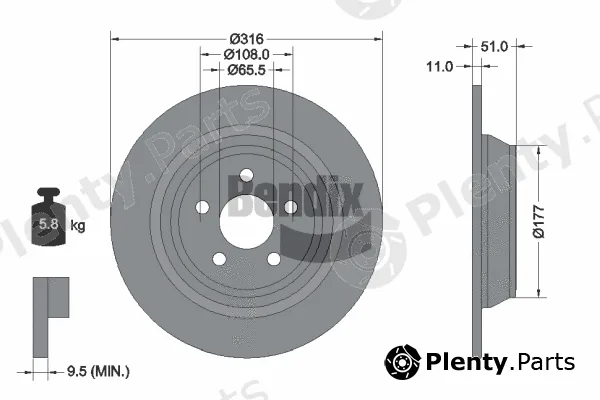 BENDIX Braking BDS1557 — Brake Disc
