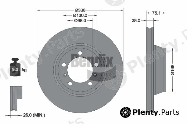 BENDIX Braking BDS2337LHC — Brake Disc
