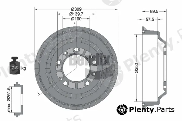 BENDIX Braking BDM1032 — Brake Drum