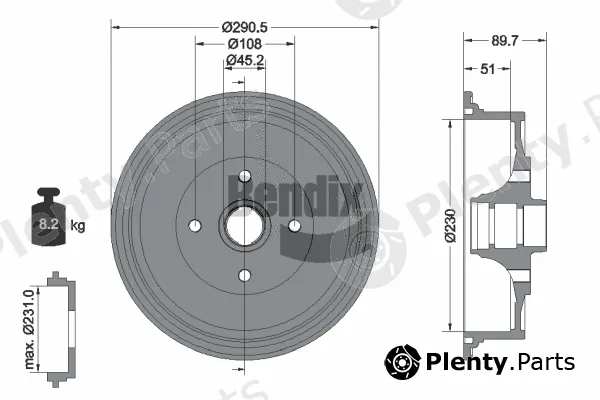 BENDIX Braking BDM1010 — Brake Drum