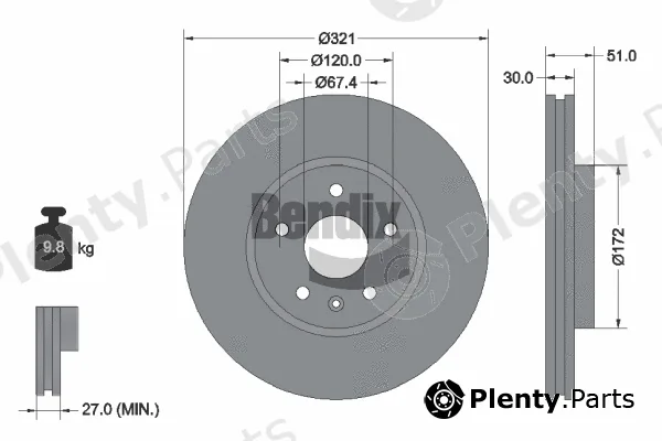 BENDIX Braking BDS1176HC — Brake Disc