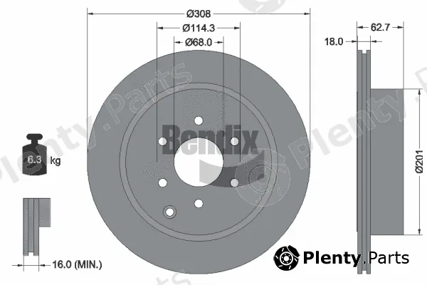 BENDIX Braking BDS1804 — Brake Disc