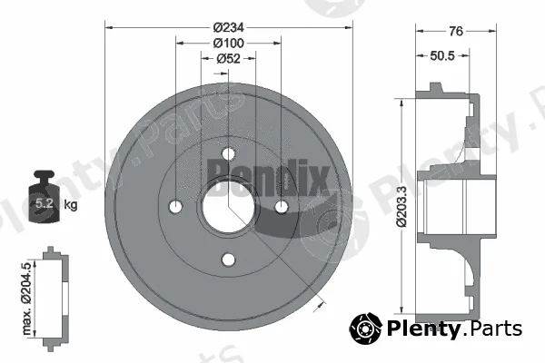 BENDIX Braking BDM1093 — Brake Drum