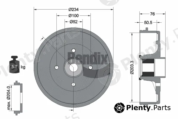 BENDIX Braking BDM1151 — Brake Drum