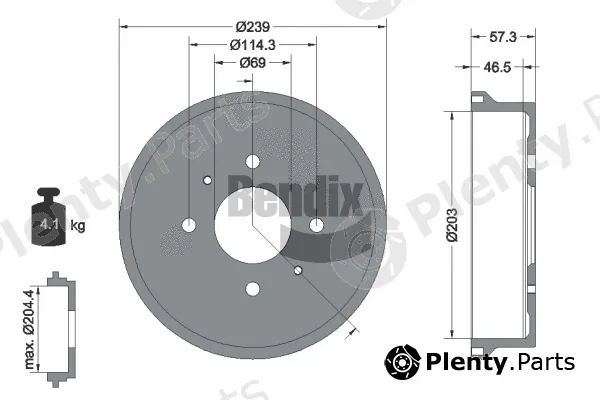 BENDIX Braking BDM1144 — Brake Drum