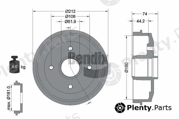 BENDIX Braking BDM1016 — Brake Drum